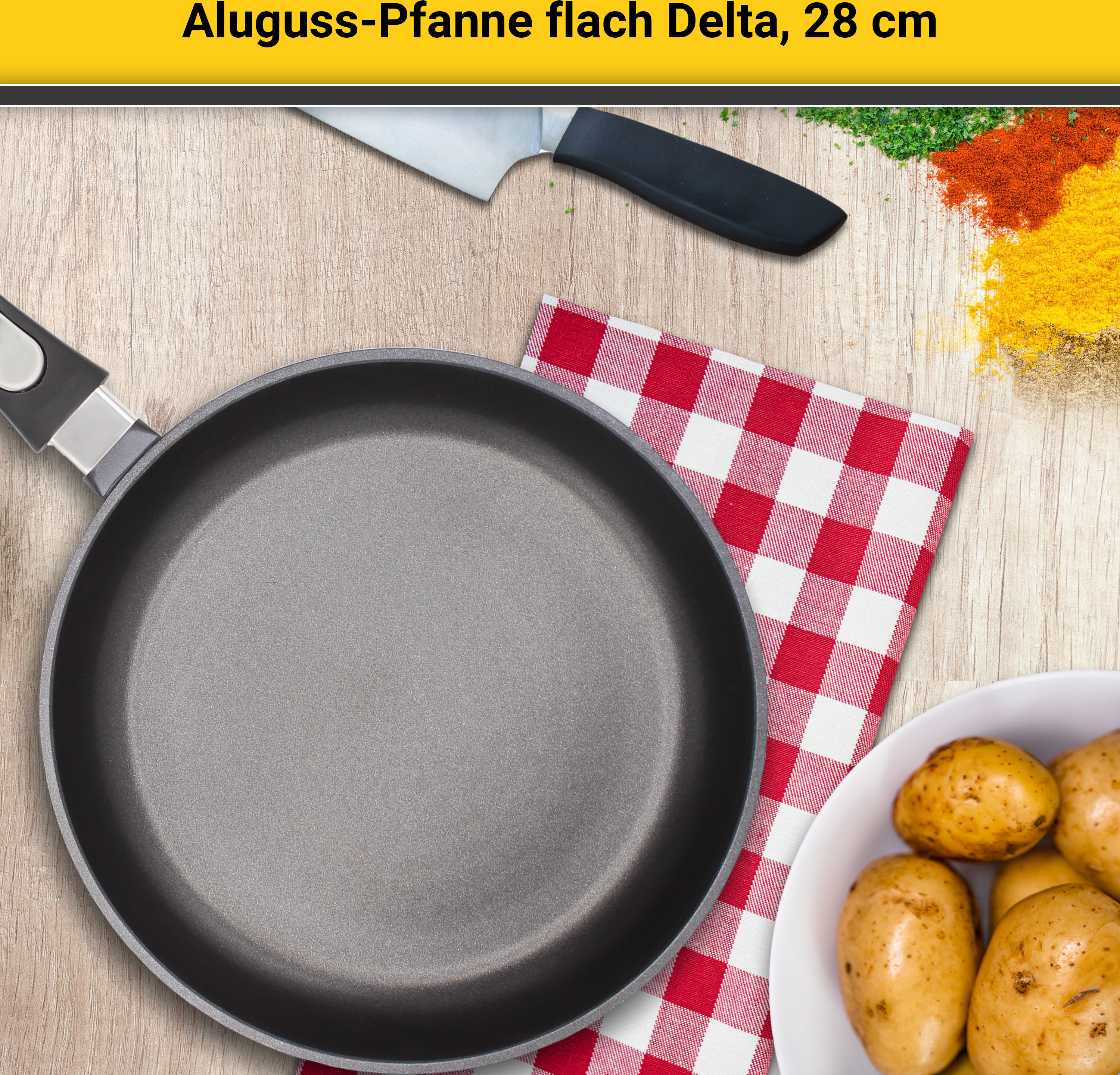 Krüger Bratpfanne »Aluguss Pfanne flach DELTA«, Aluminiumguss, (1 tlg.), fü günstig online kaufen