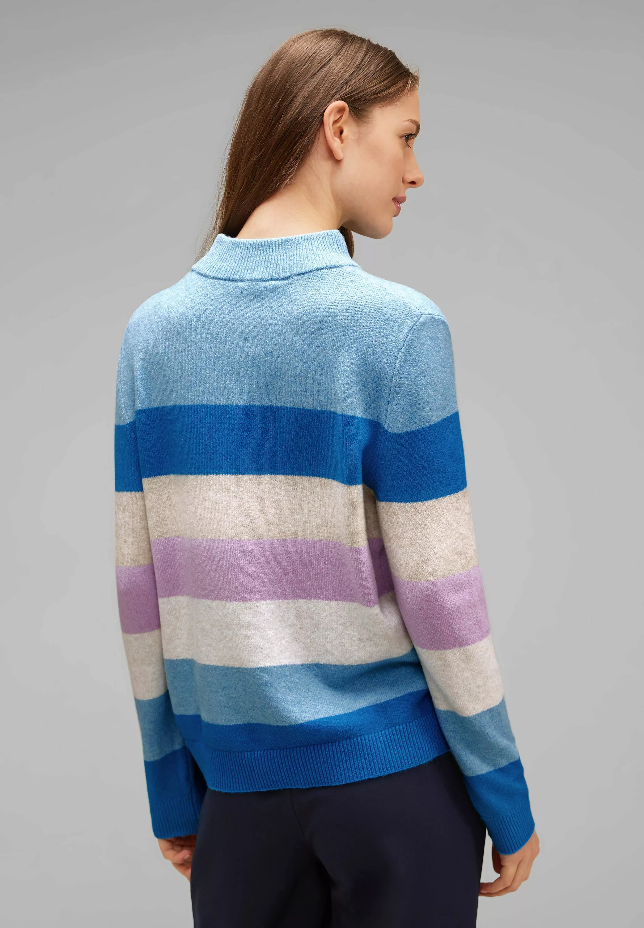 STREET ONE Strickpullover mit Colorblocking und Stehkragen günstig online kaufen