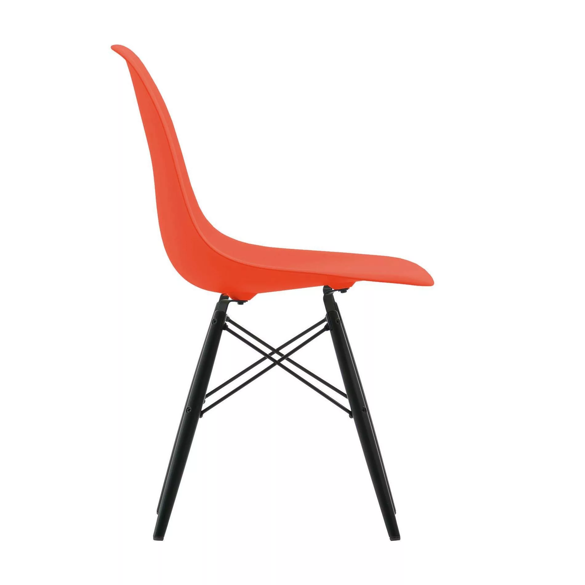 Vitra - Eames Plastic Side Chair DSW Gestell Ahorn schwarz - mohnrot/Sitzsc günstig online kaufen