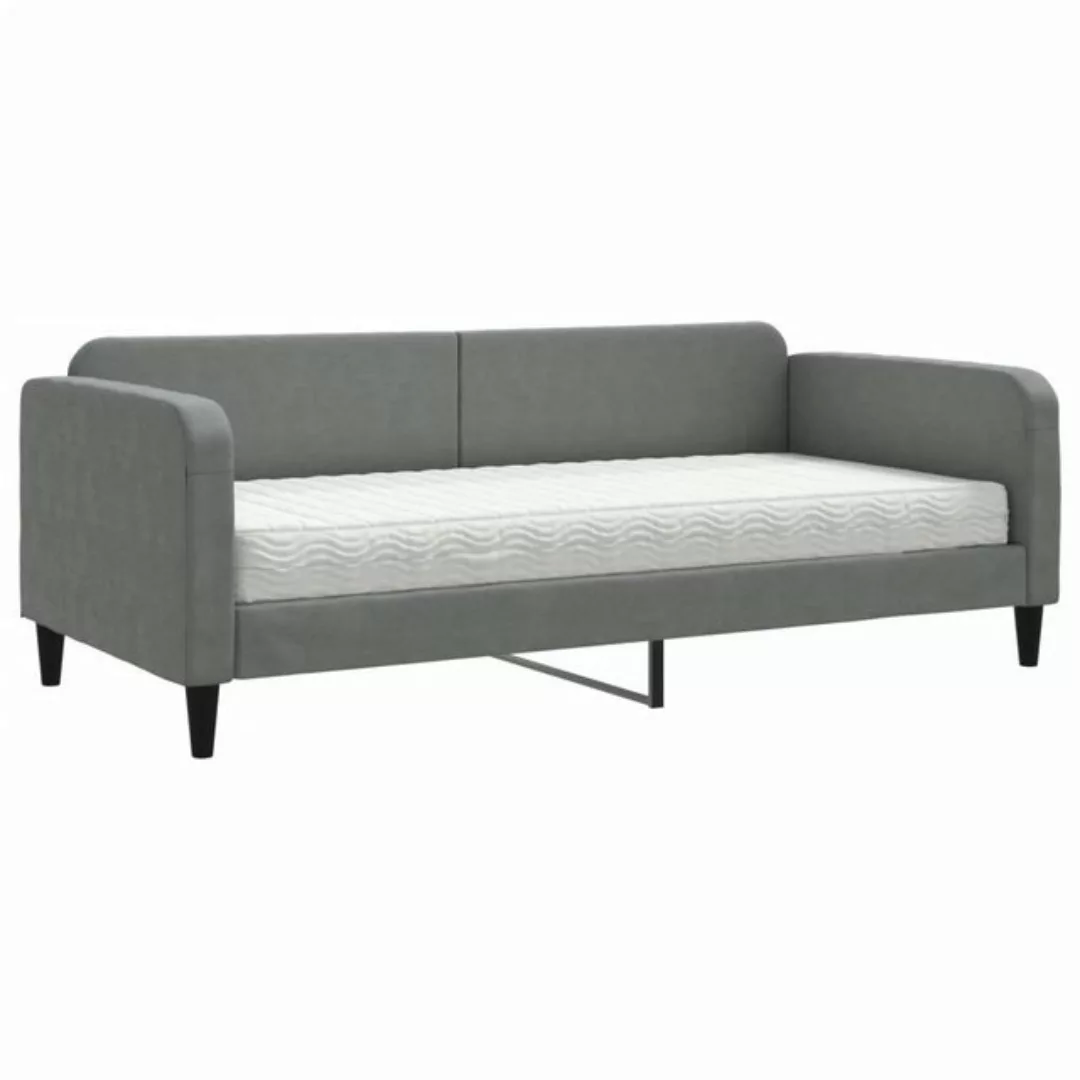 furnicato Bett Tagesbett mit Matratze Dunkelgrau 90x200 cm Stoff (1-tlg) günstig online kaufen