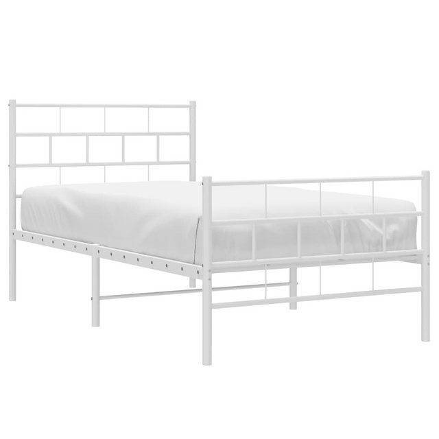 vidaXL Bett Bettgestell mit Kopf- und Fußteil Metall Weiß 75x190 cm günstig online kaufen