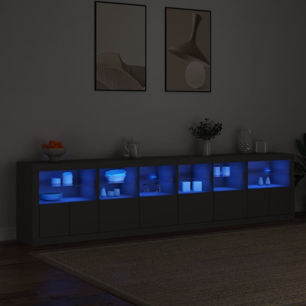 vidaXL Sideboard Sideboard mit LED-Leuchten Schwarz günstig online kaufen
