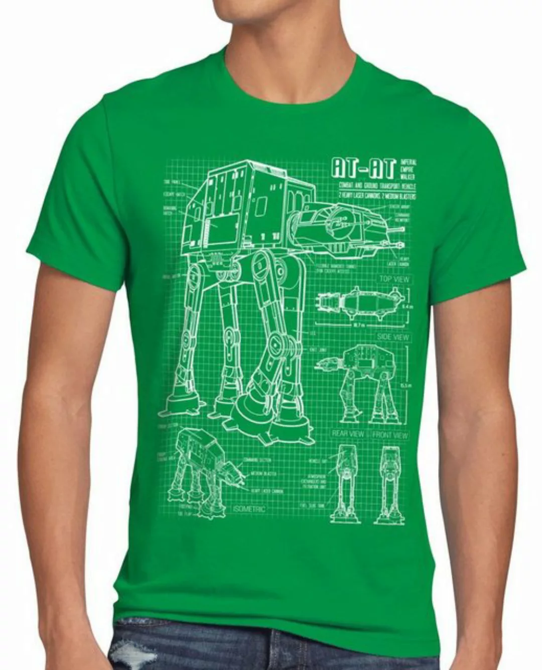 style3 Print-Shirt Herren T-Shirt AT-AT blaupause walker star krieg wars im günstig online kaufen