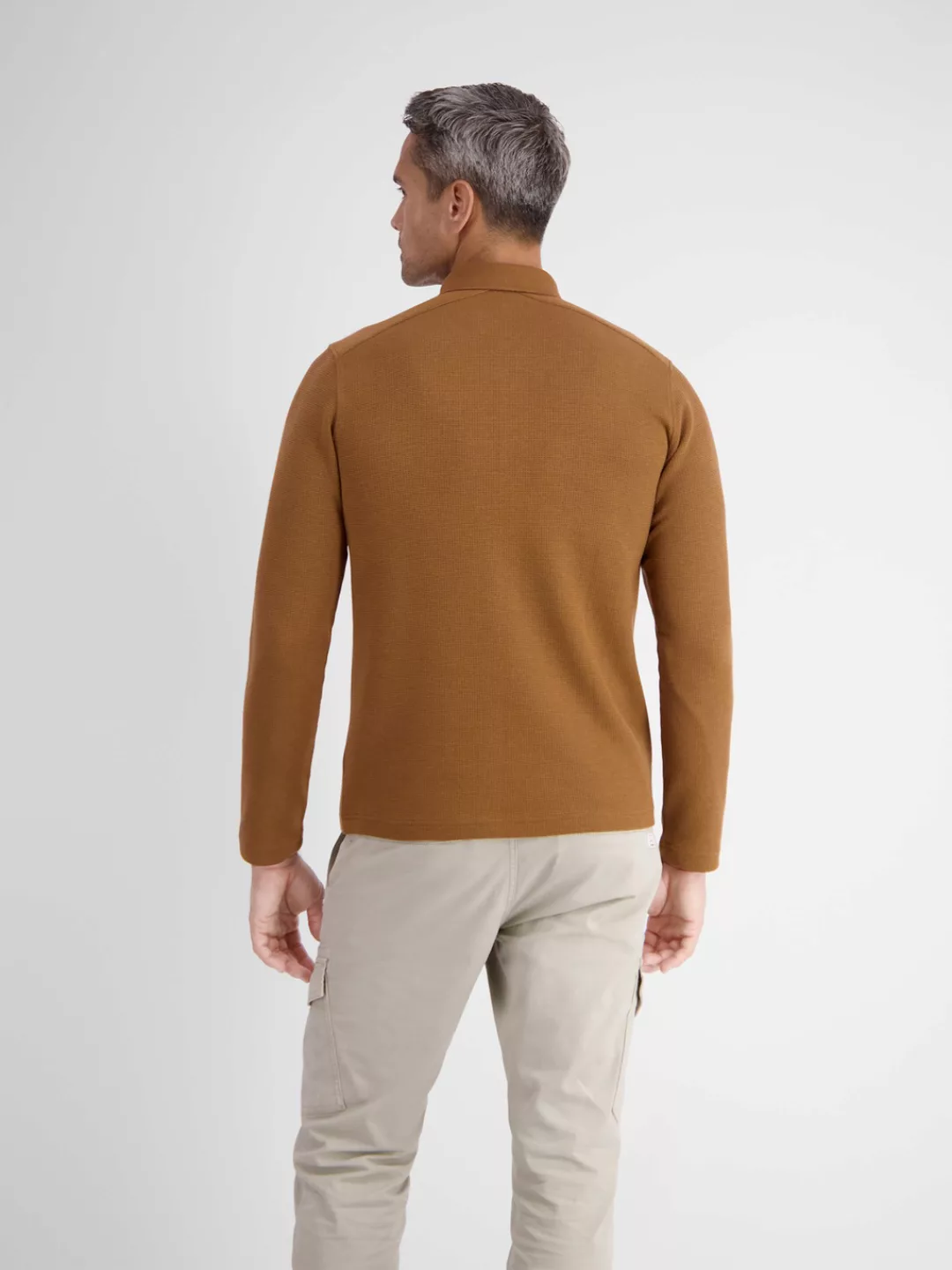 LERROS Sweatshirt "LERROS Langarmpolo, unifarbenes Waffelpiqué" günstig online kaufen