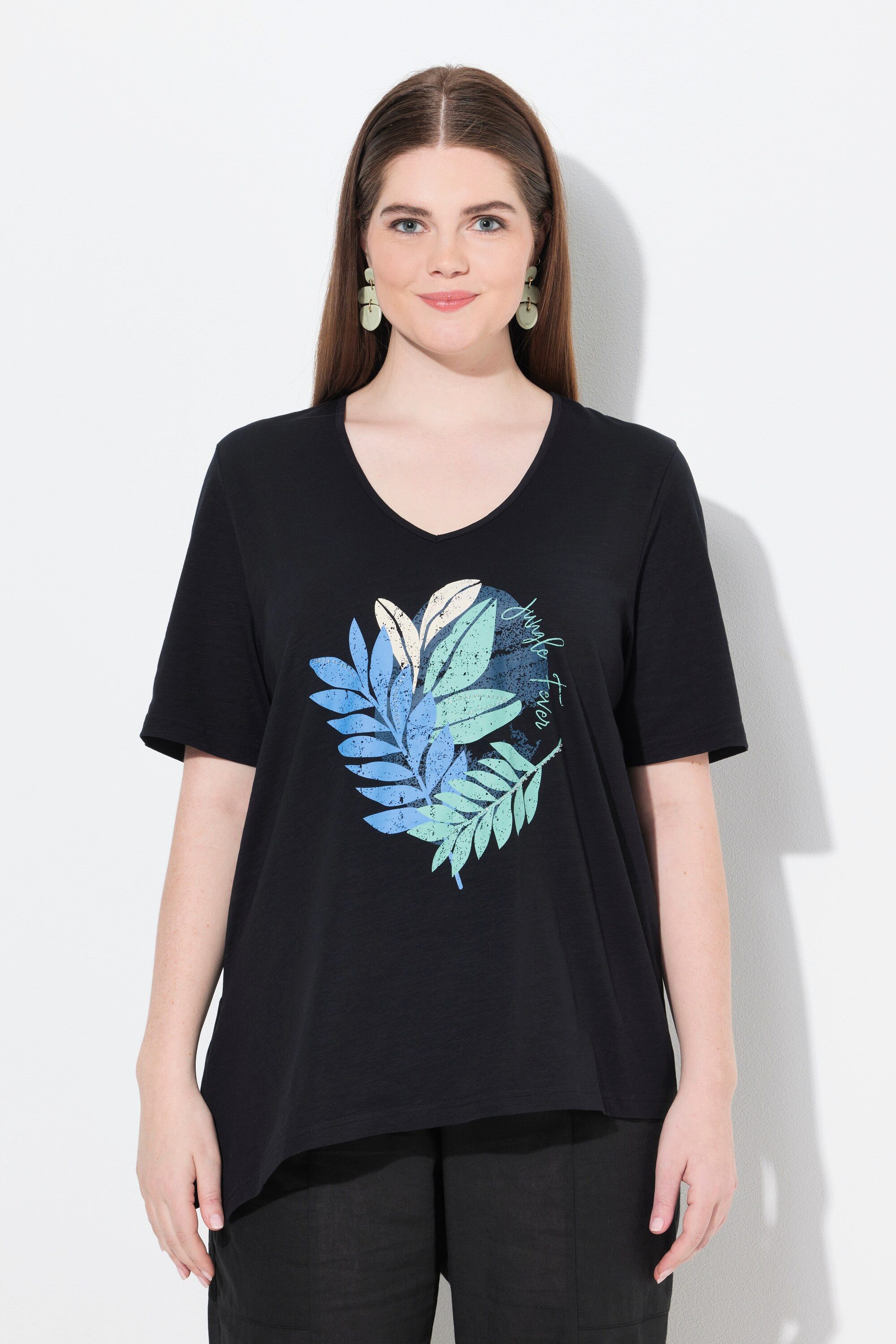 Ulla Popken T-Shirt T-Shirt Zierperlen V-Ausschnitt günstig online kaufen
