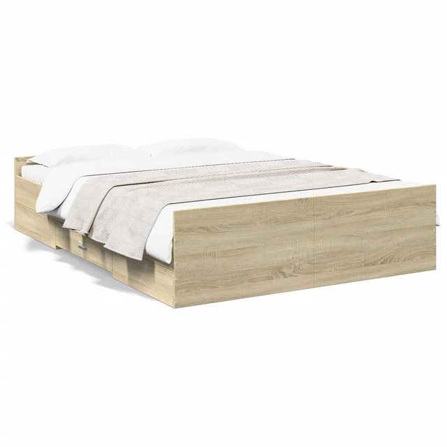vidaXL Bett Bettgestell mit Schubladen Sonoma-Eiche 140x190cm Holzwerkstoff günstig online kaufen