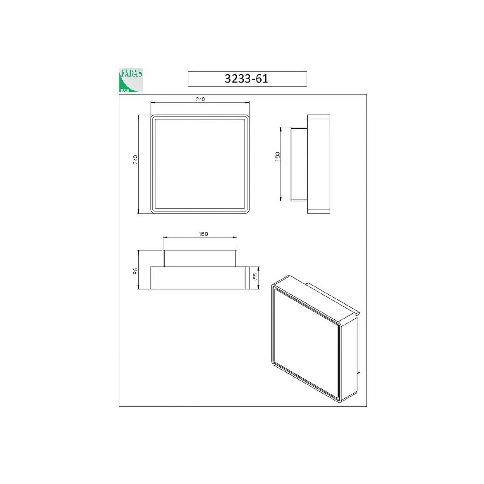 Wandleuchte Oban, 24 cm x 24 cm, 1 x E27, weiß, IP65 günstig online kaufen