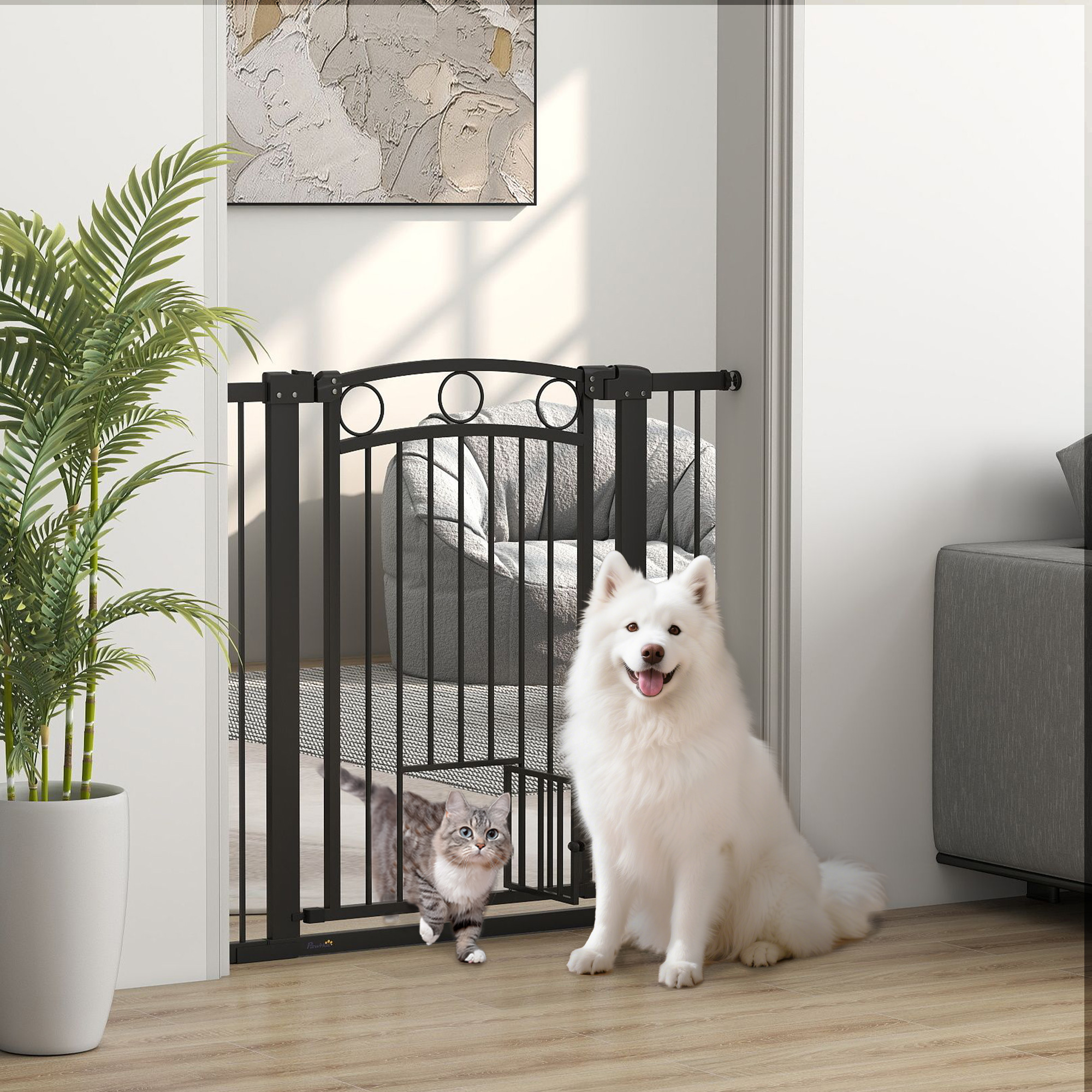 PawHut Türschutzgitter Hund, 76-104 cm Absperrgitter ohne Bohren, Treppengi günstig online kaufen