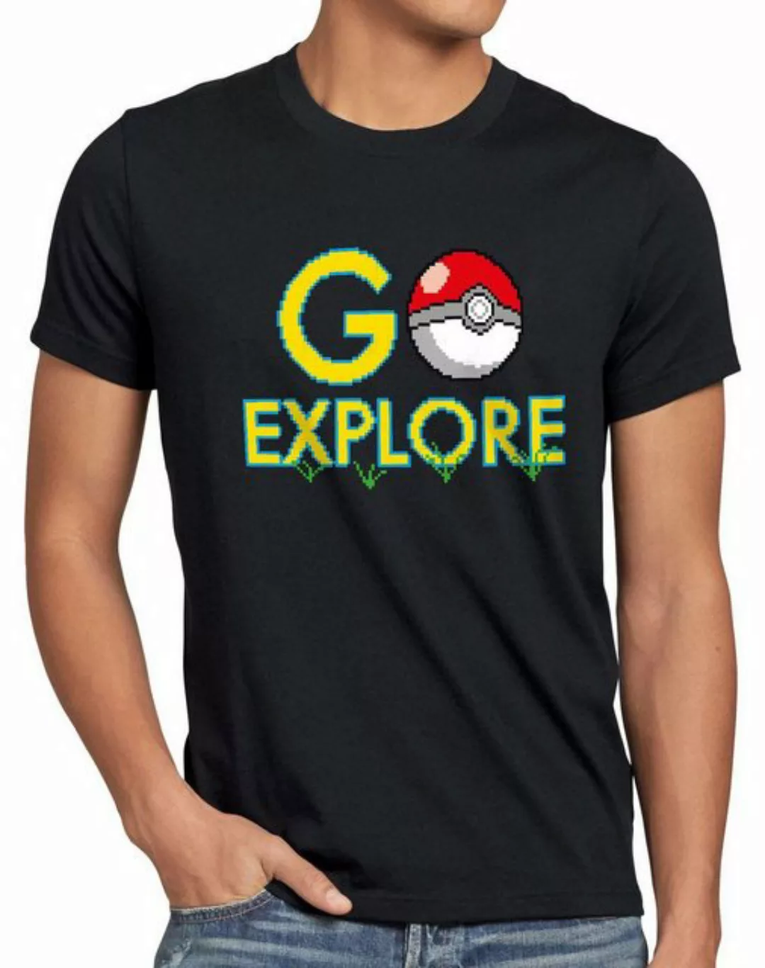 style3 Print-Shirt Herren T-Shirt Go Explore poke game app team pokeball pi günstig online kaufen