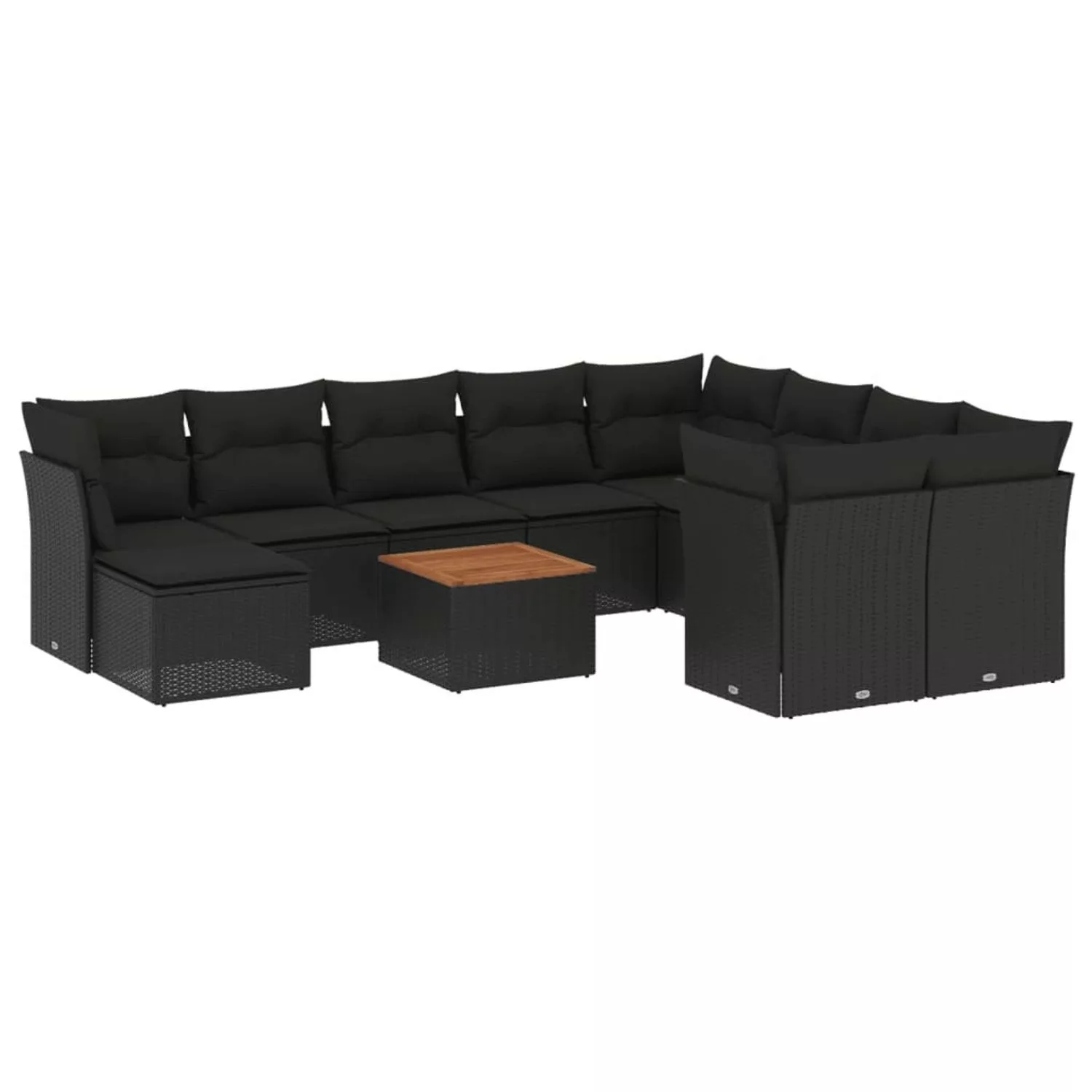 vidaXL 11-tlg Garten-Sofagarnitur mit Kissen Schwarz Poly Rattan Modell 89 günstig online kaufen