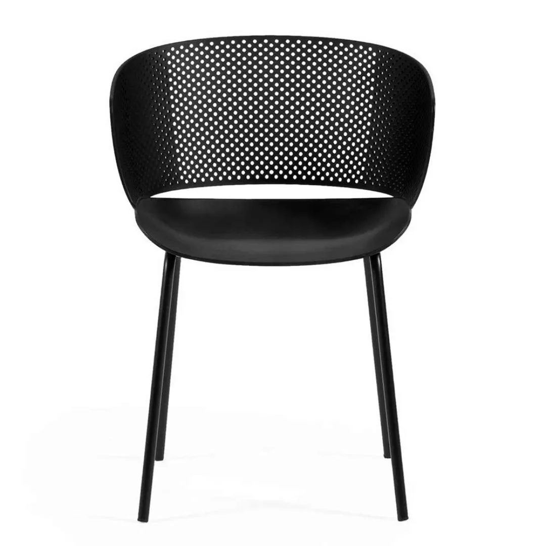 Moderne Outdoor Stühle in Schwarz Gestell aus Metall (4er Set) günstig online kaufen