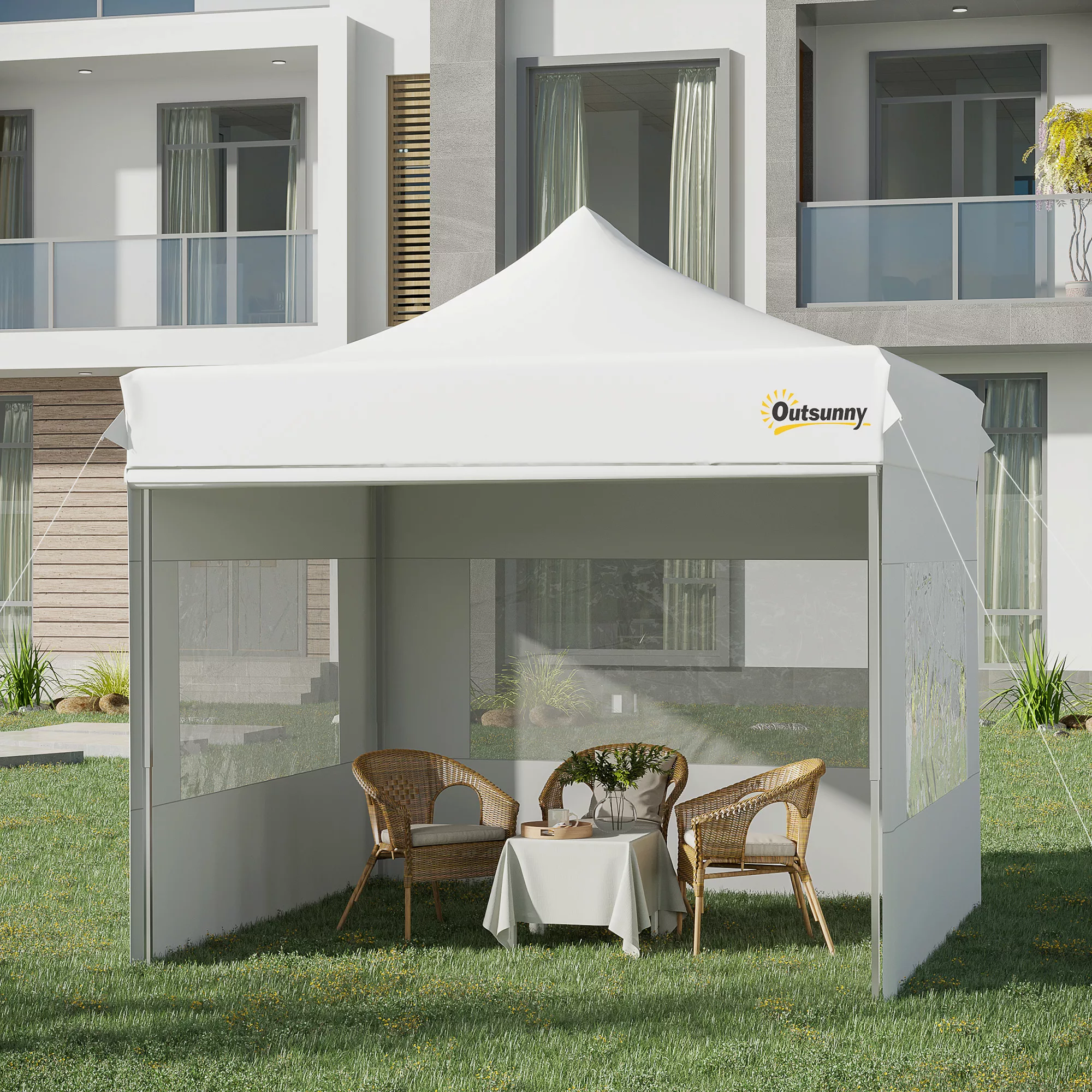 Outsunny Faltpavillon Pavillon Gartenzelt mit Seitenwänden Pop-up-Zelt wass günstig online kaufen