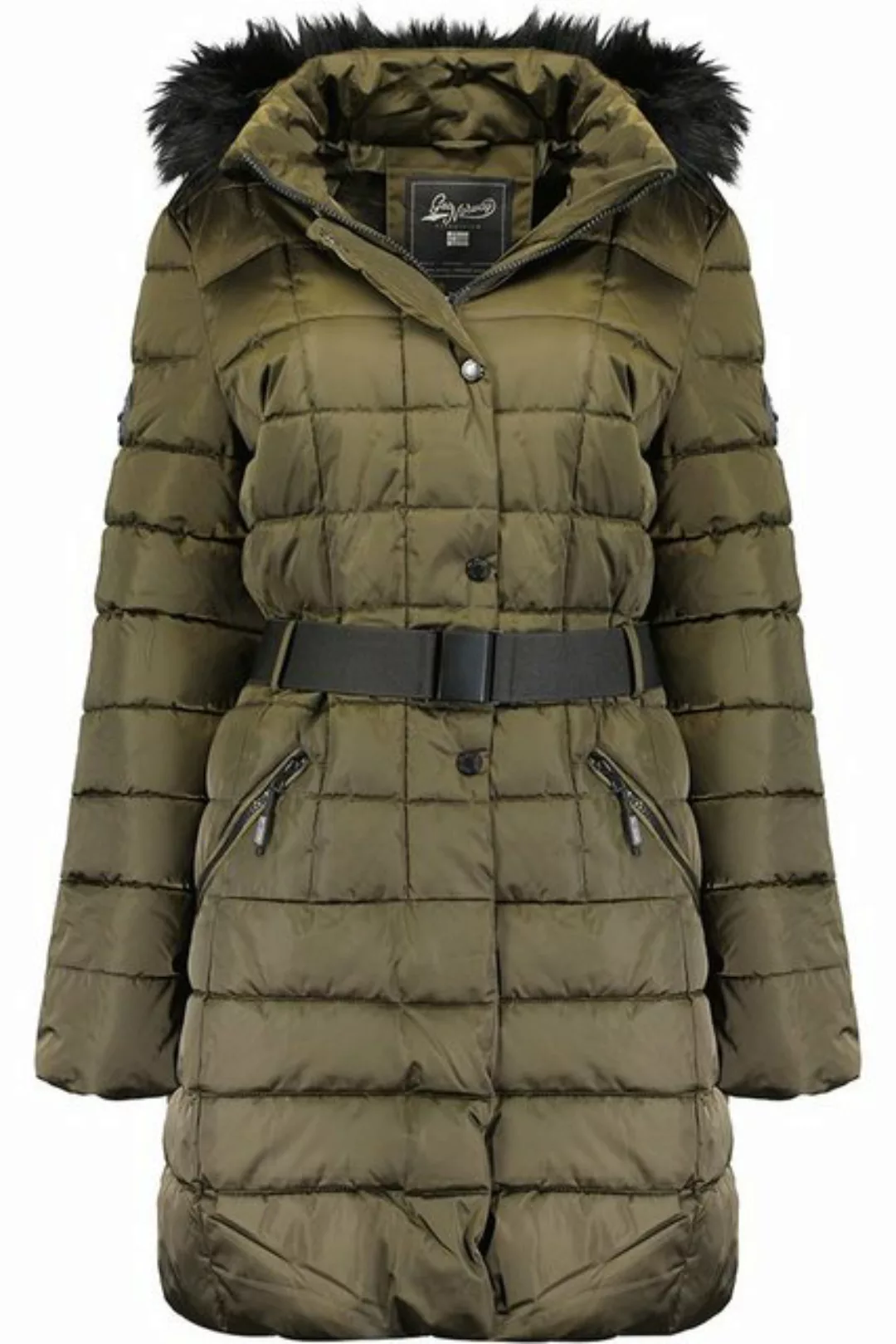 Geo Norway Winterjacke elegante Damen Jacke baanemone Kaki XL mit Kunstfell günstig online kaufen