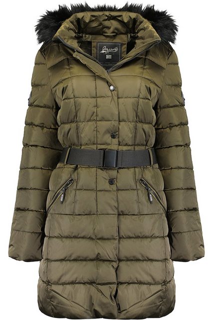 Geo Norway Winterjacke elegante Damen Jacke baanemone Kaki M mit Kunstfellk günstig online kaufen