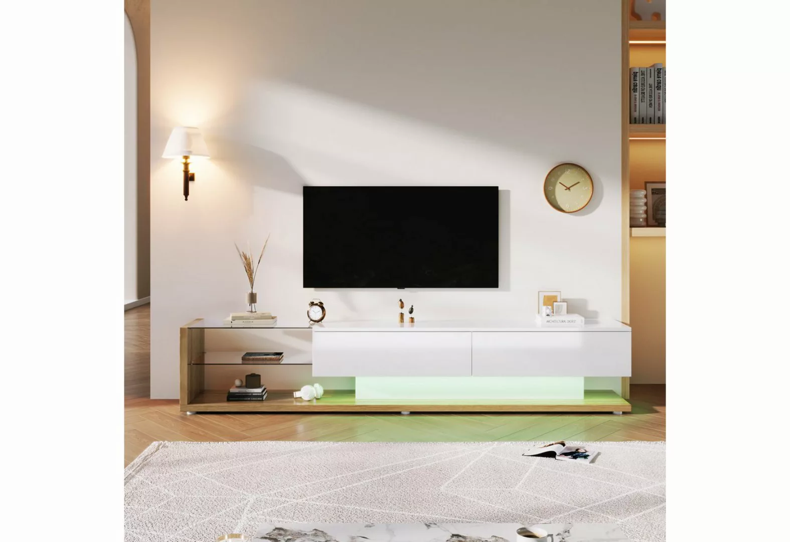 IDEASY TV-Schrank TV-Schrank, Glastrennwand, variable LED-Beleuchtung, Schw günstig online kaufen