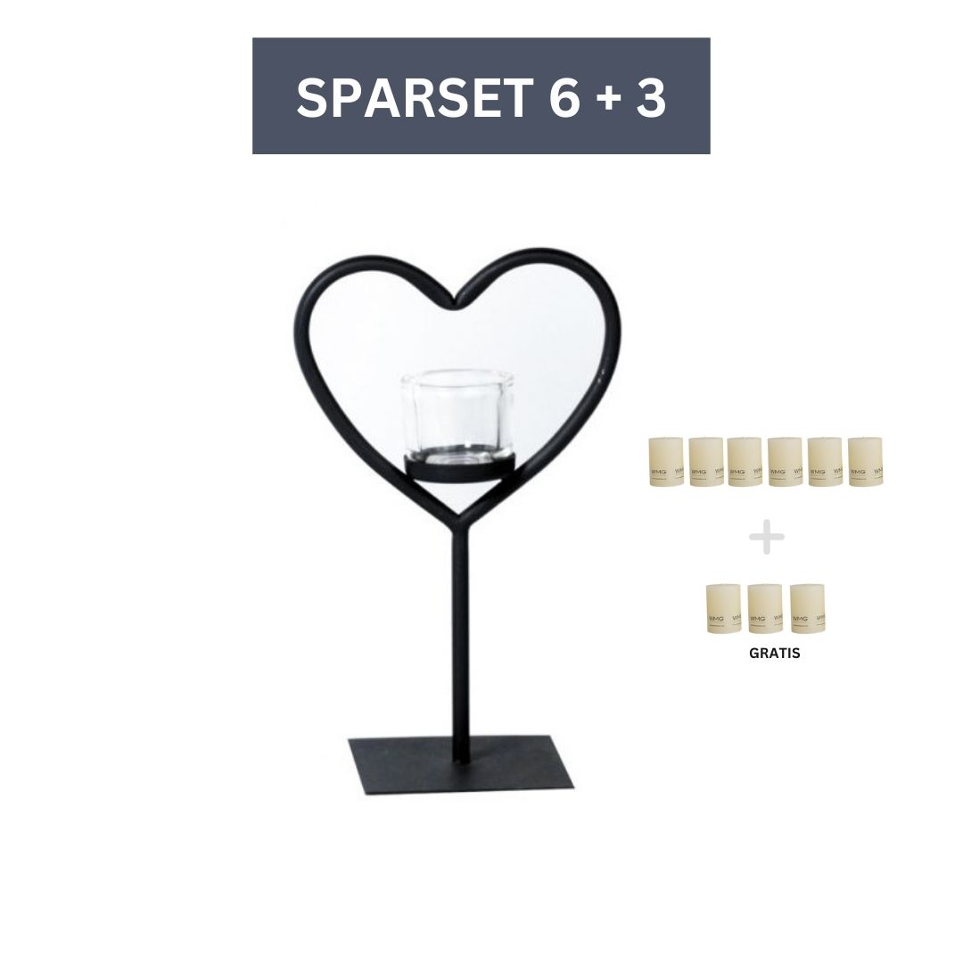 Sparset Herz Windlicht Elisa 30 cm- inkl. 9 Kerzen-Ivory günstig online kaufen