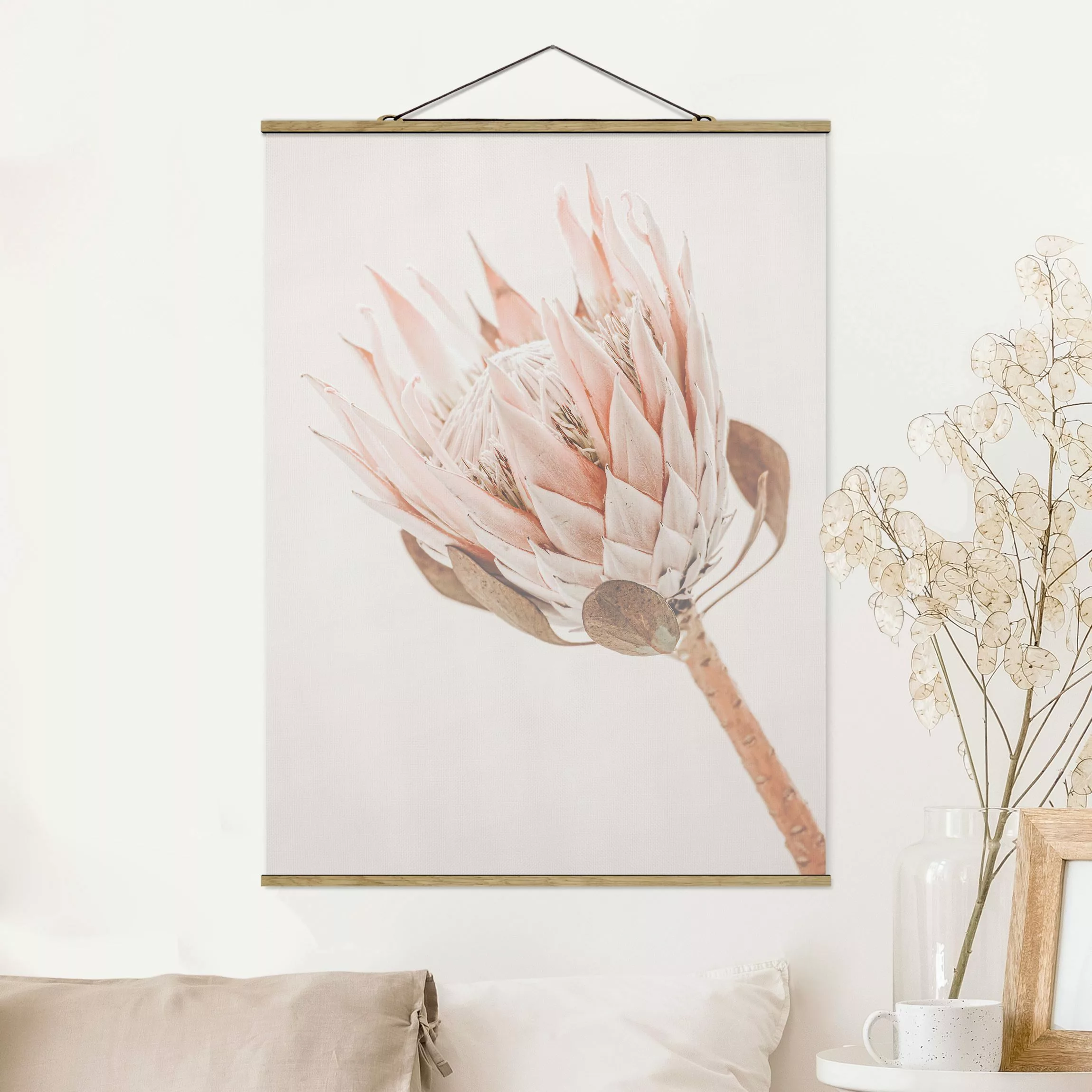 Stoffbild mit Posterleisten Protea Königin der Blüten günstig online kaufen