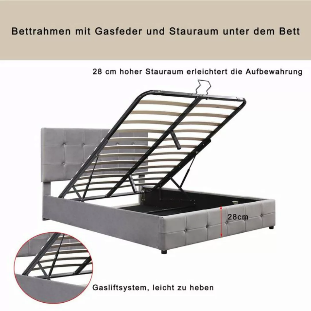 OKWISH Bett Polsterbett, Doppelbett 140*200 (Metalllattenrost, höhenverstel günstig online kaufen