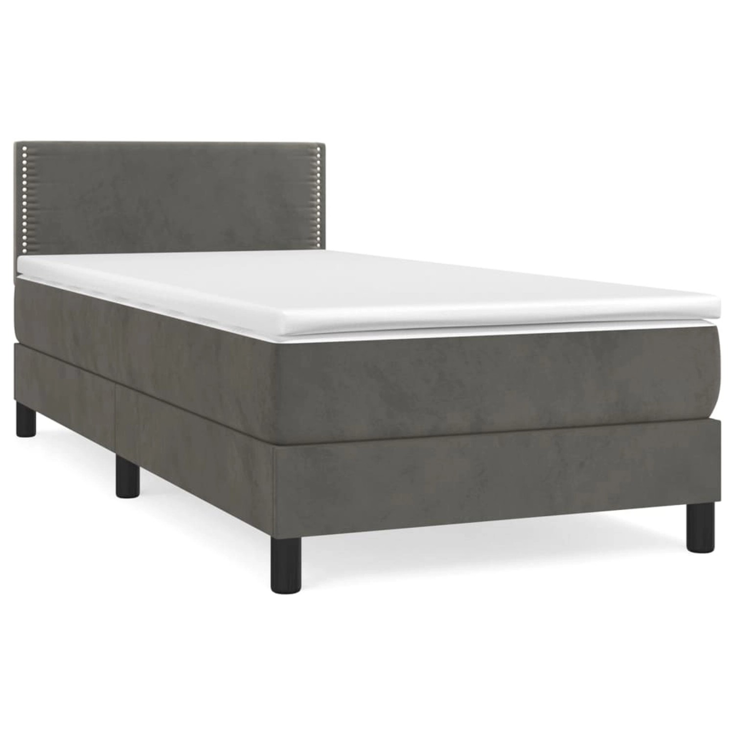 vidaXL Boxspringbett Boxspringbett mit Matratze Dunkelgrau 90x200 cm Samt B günstig online kaufen