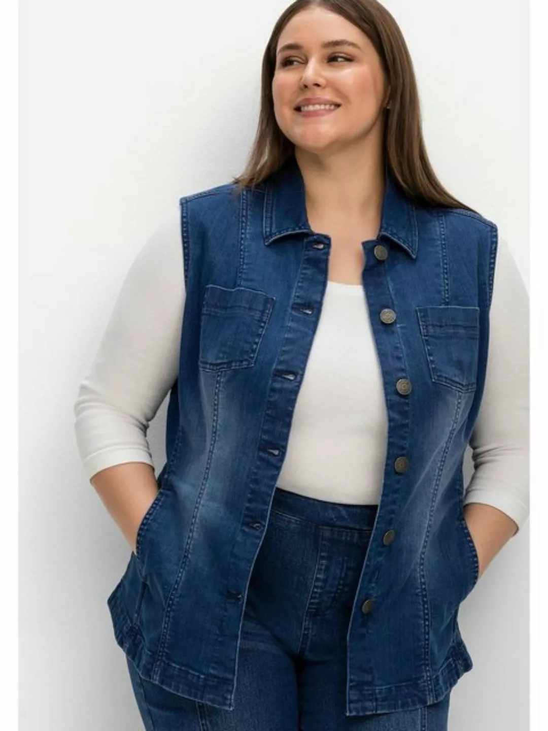 Sheego Jeansweste "Große Größen", aus elastischer Baumwolle günstig online kaufen