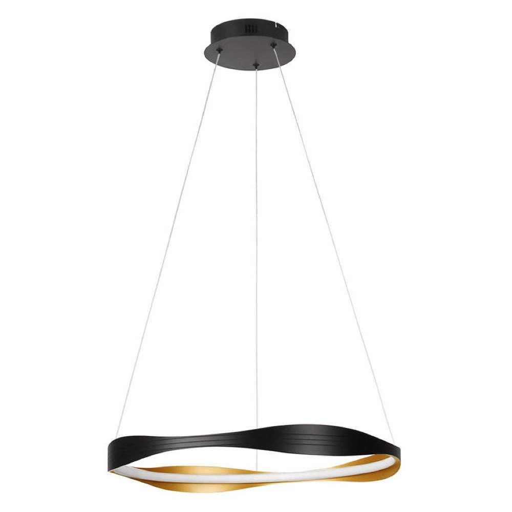 LED Pendelleuchte Dobi in Schwarz und Gold 32W 1192lm günstig online kaufen