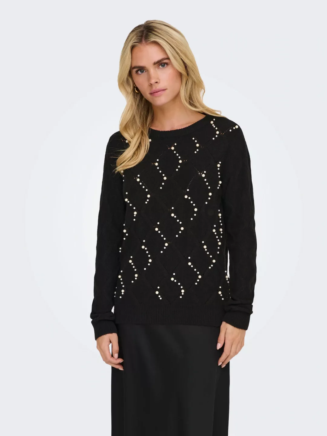 ONLY Rundhalspullover "ONLLIANA LIFE LS PEARL O-NECK CC KNT" günstig online kaufen