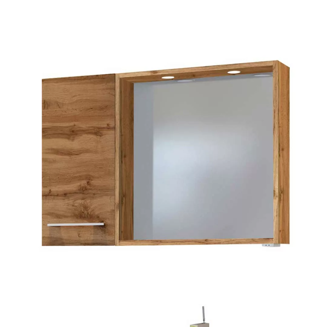 Wand Badezimmermöbel im Wildeiche Dekor LED Beleuchtung (dreiteilig) günstig online kaufen