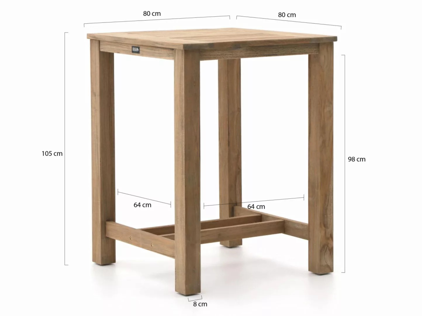 ROUGH-X Bartisch Outdoor 80x80x105 cm günstig online kaufen