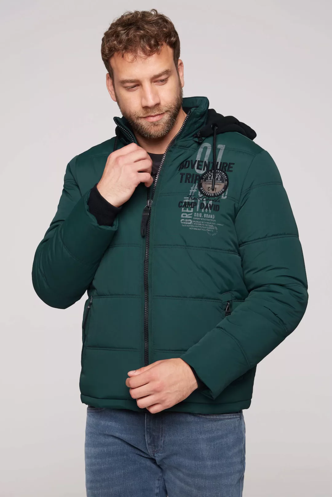 CAMP DAVID Winterjacke, mit Kapuze, mit Rippbündchen im Ärmel günstig online kaufen