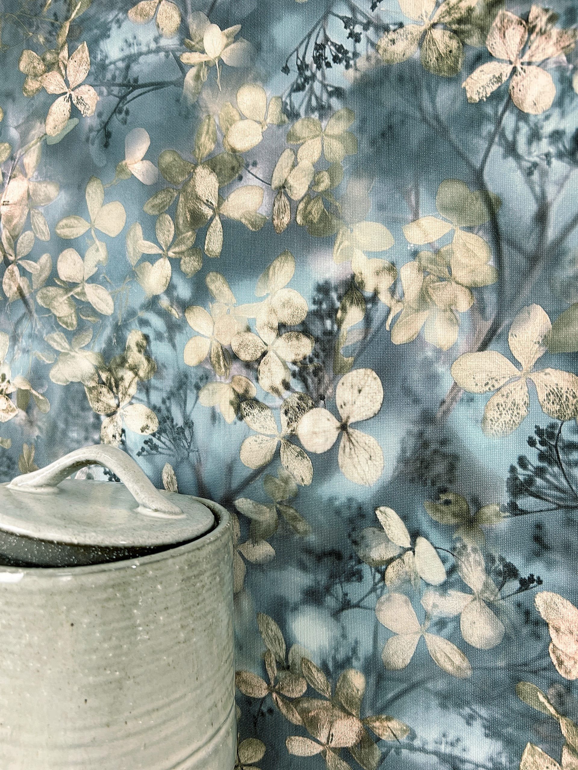 Newroom Vliestapete, Blau Tapete Floral Blätter günstig online kaufen