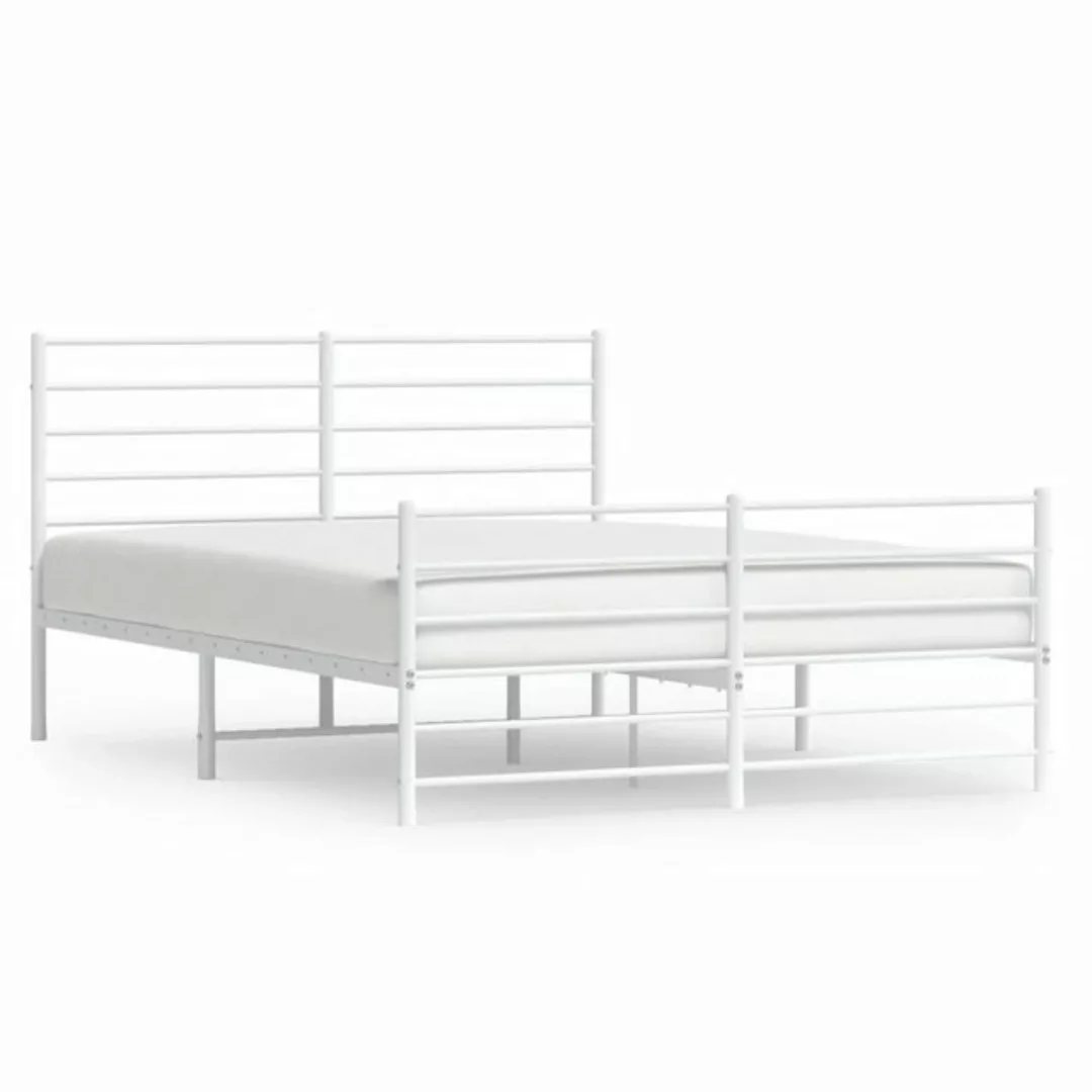 vidaXL Bett, Bettgestell mit Kopf- und Fußteil Metall Weiß 160x200 cm günstig online kaufen