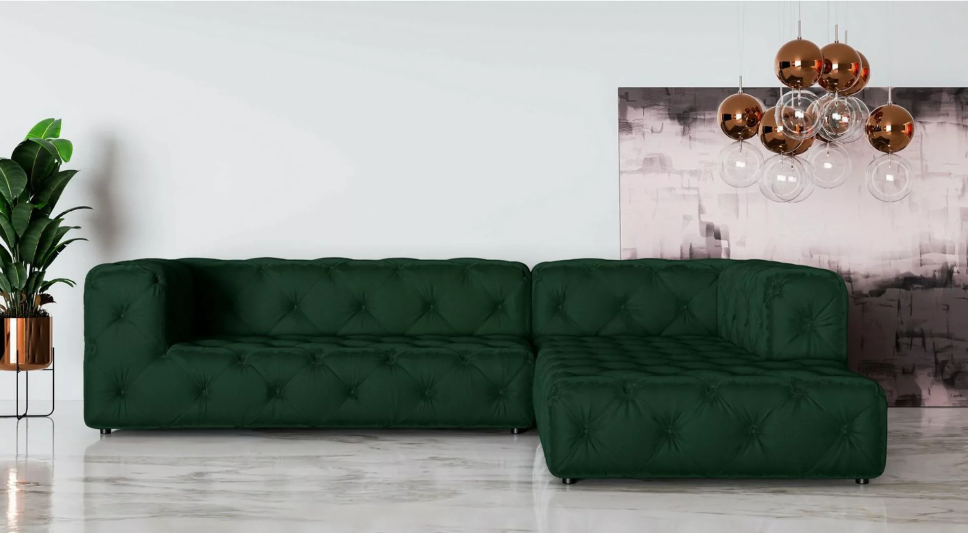 Places of Style Ecksofa FOLLINA, L-Form, mit klassischer Chesterfield-Knopf günstig online kaufen