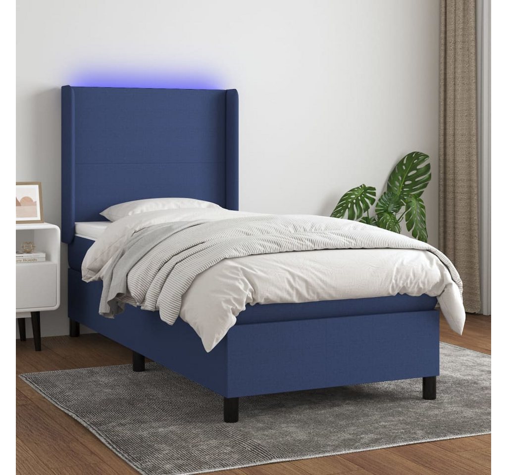 vidaXL Boxspringbett Boxspringbett mit Matratze LED Blau 90x200 cm Stoff Be günstig online kaufen