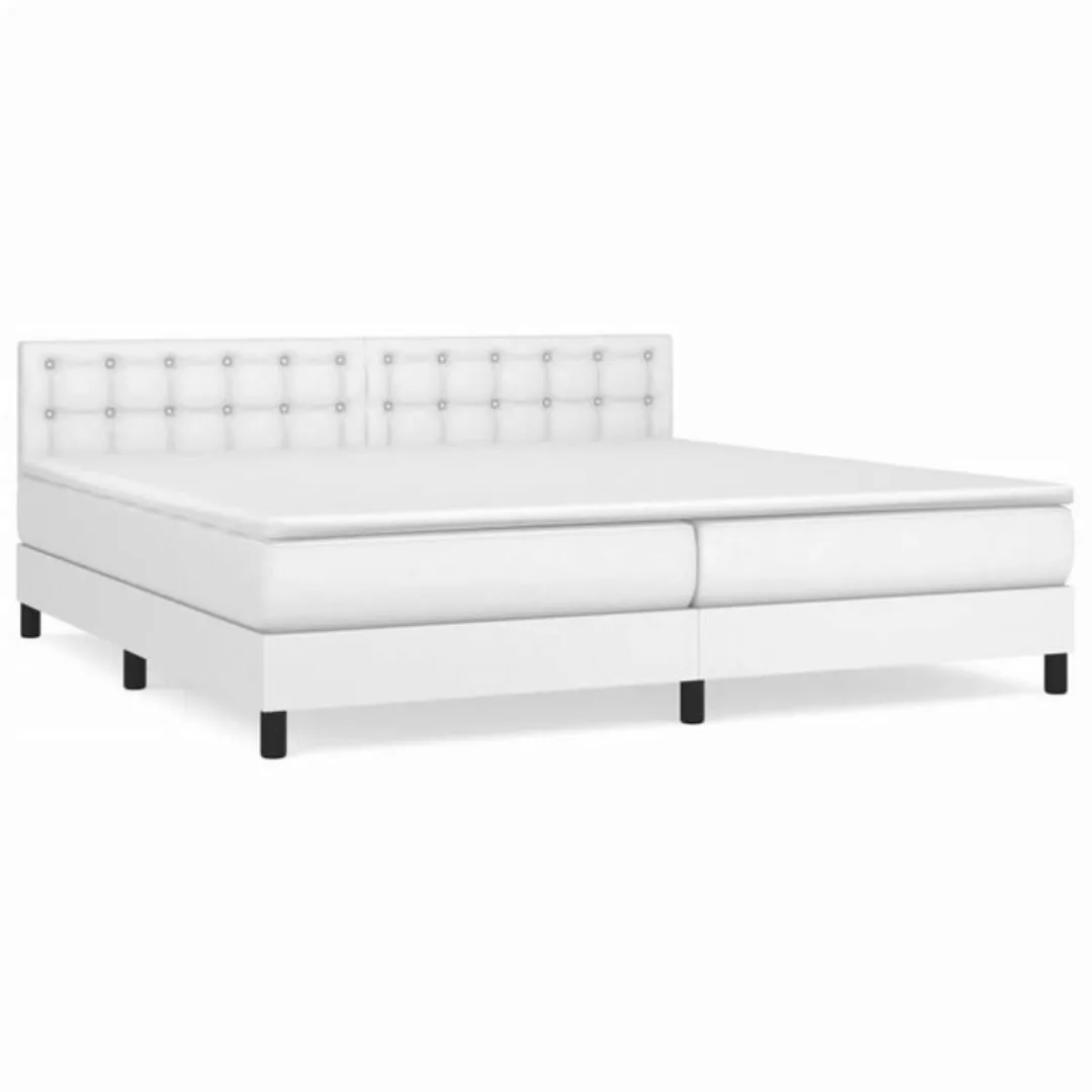 vidaXL Bettgestell Boxspringbett mit Matratze Weiß 200x200 cm Kunstleder Be günstig online kaufen