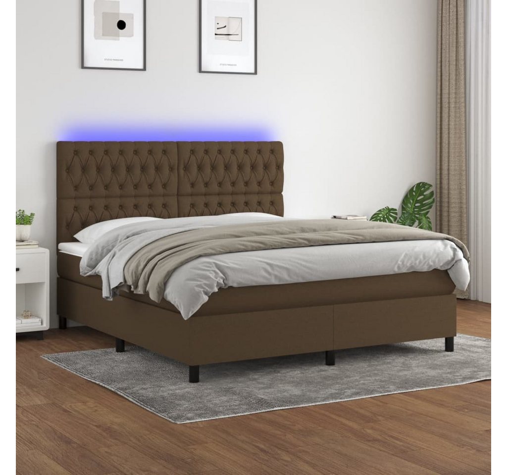 vidaXL Boxspringbett Boxspringbett mit Matratze LED Dunkelbraun 180x200 cm günstig online kaufen