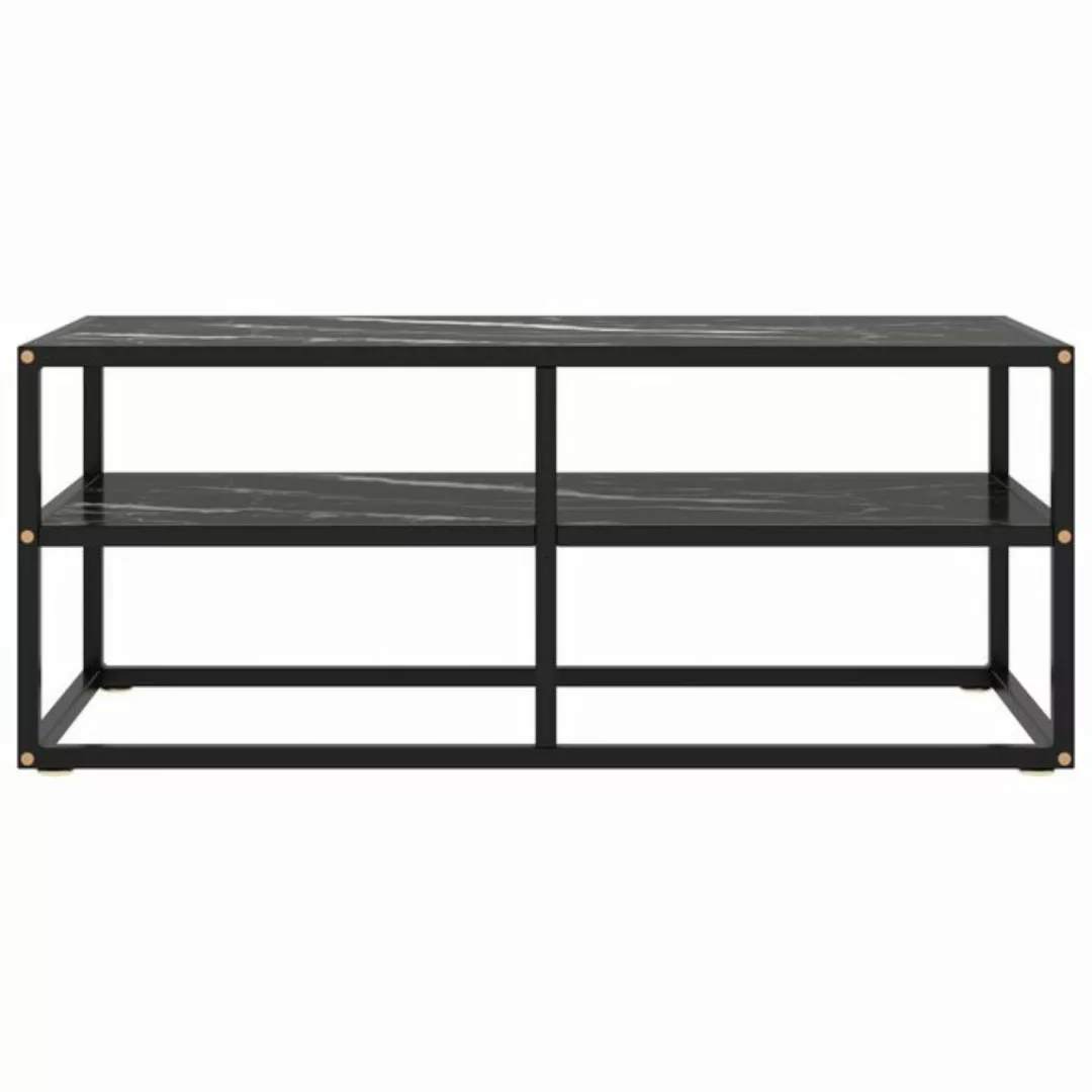 Tv-schrank Schwarz Mit Schwarzer Marmor-optik Glas 100x40x40 Cm günstig online kaufen