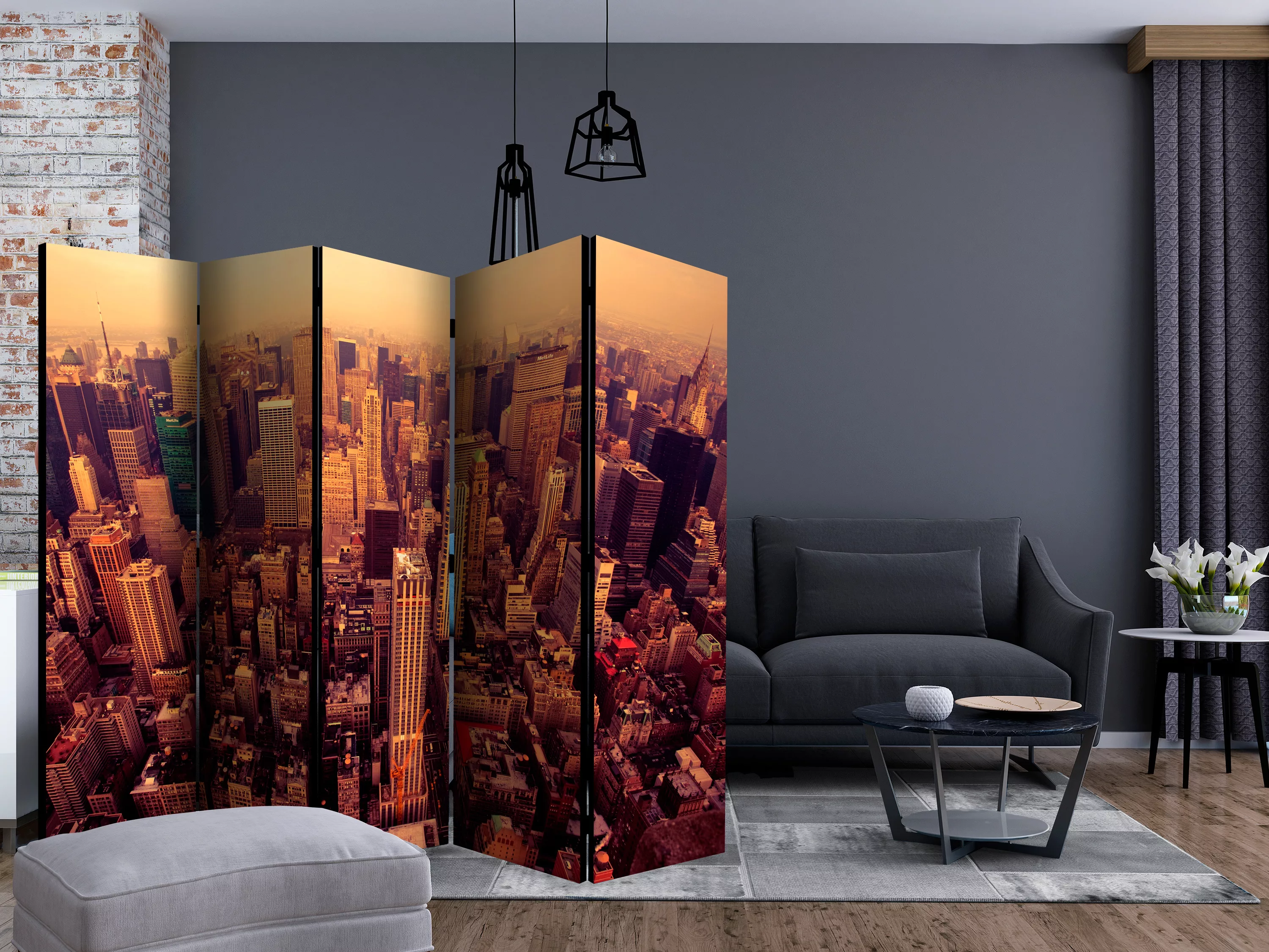 5-teiliges Paravent - Bird Eye View Of Manhattan, New York Ii [room Divider günstig online kaufen