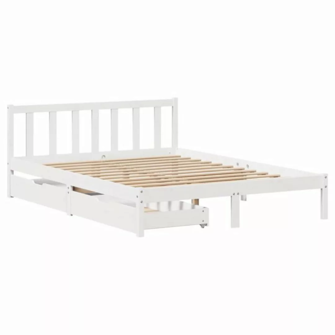 vidaXL Bett Massivholzbett ohne Matratze Weiß 140x190 cm Kiefernholz günstig online kaufen