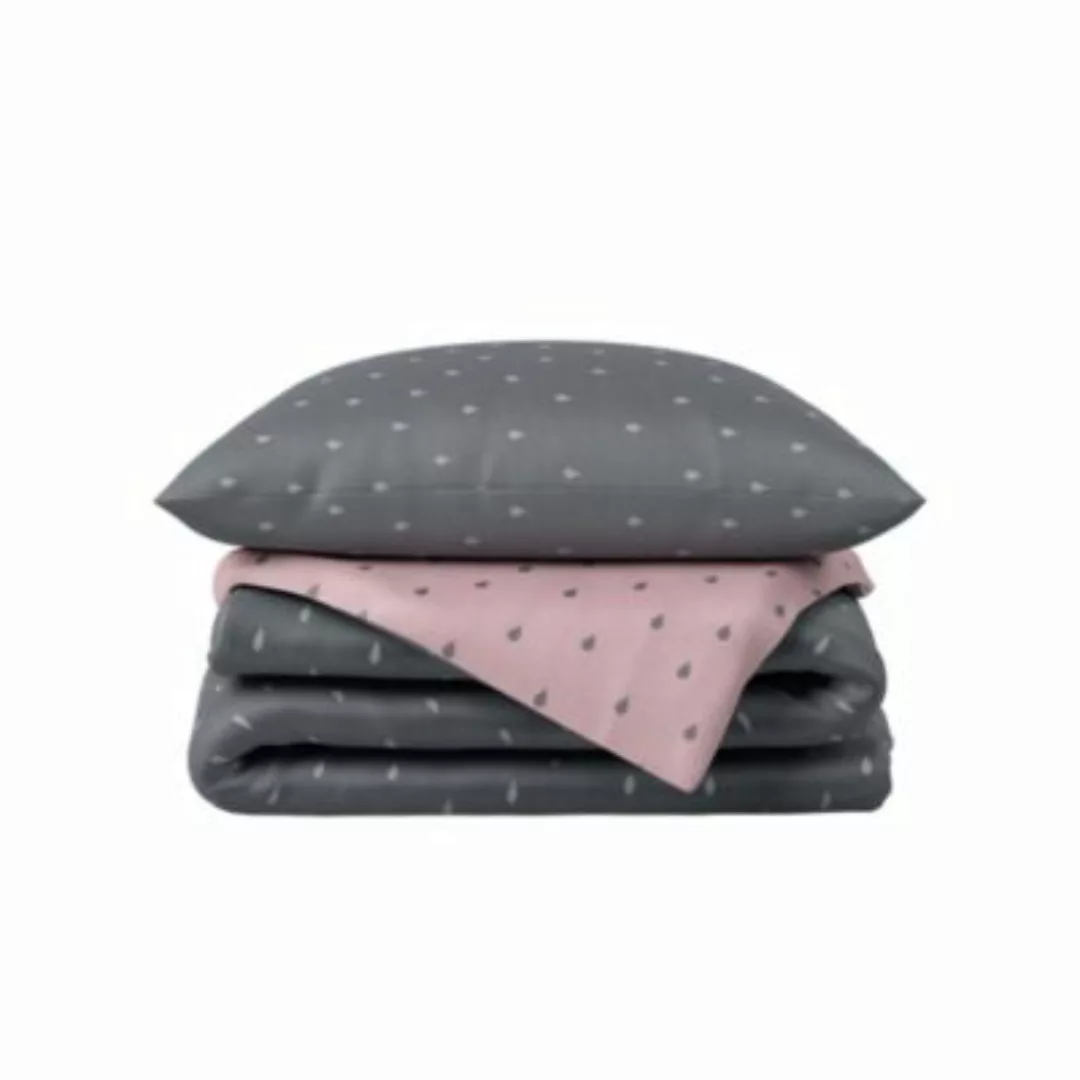 hibboux Bettwäsche-Set Drops Baby Duvet Cover Set rosa/grau Gr. 135 x 200 + günstig online kaufen