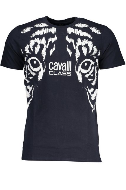 Cavalli Class T-Shirt Blaues Herren T-Shirt mit Rundhals & Logo-Print - günstig online kaufen