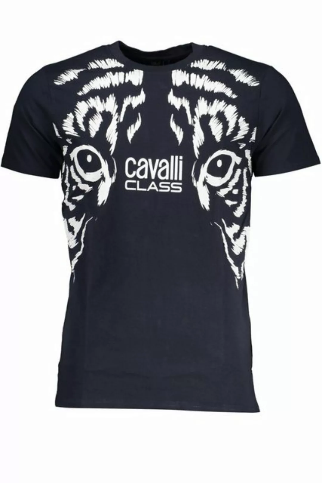 Cavalli Class T-Shirt Blaues Herren T-Shirt mit Rundhals & Logo-Print - günstig online kaufen