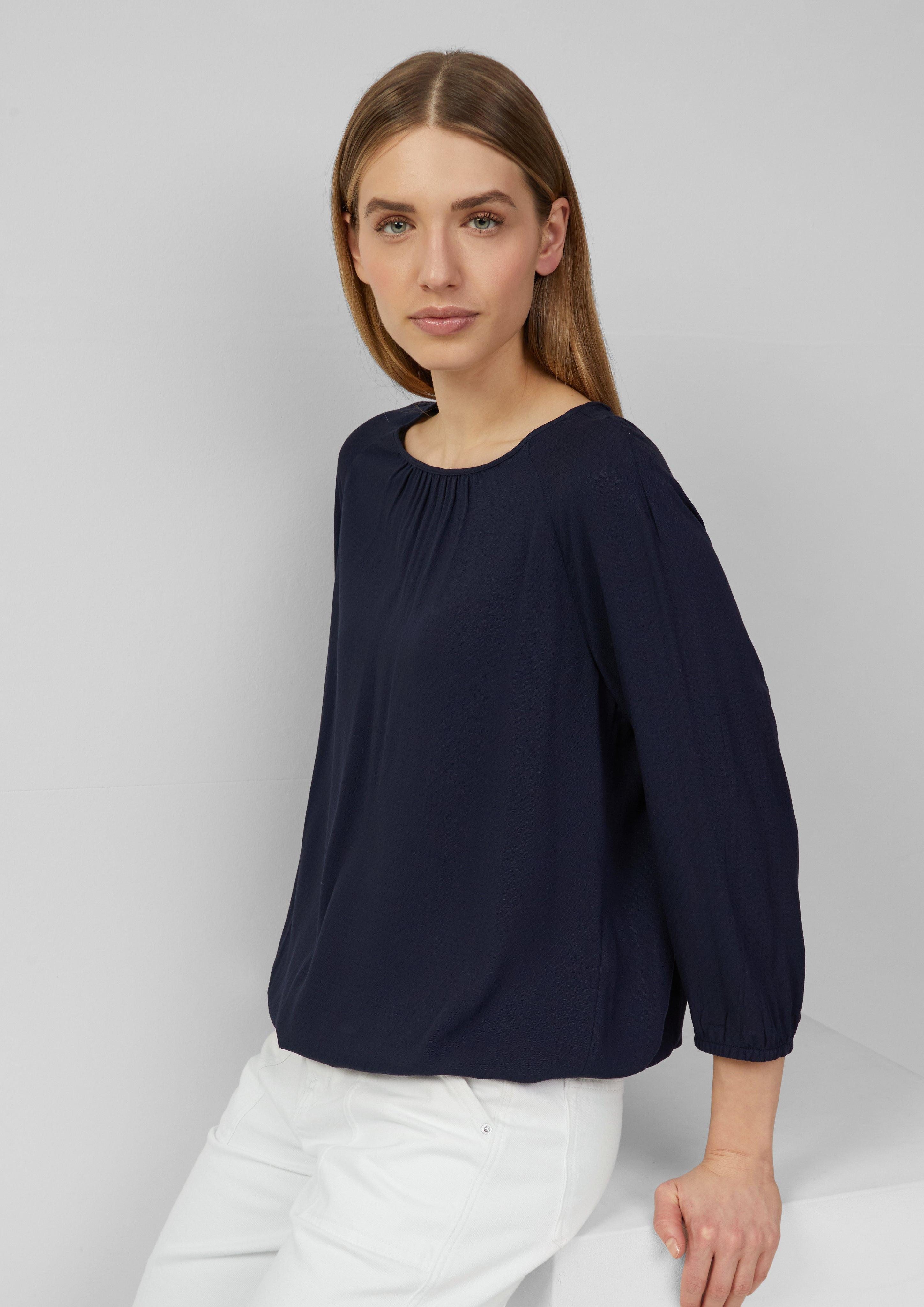 s.Oliver Langarmbluse Strukturierte Viskose-Bluse mit Raff-Details günstig online kaufen