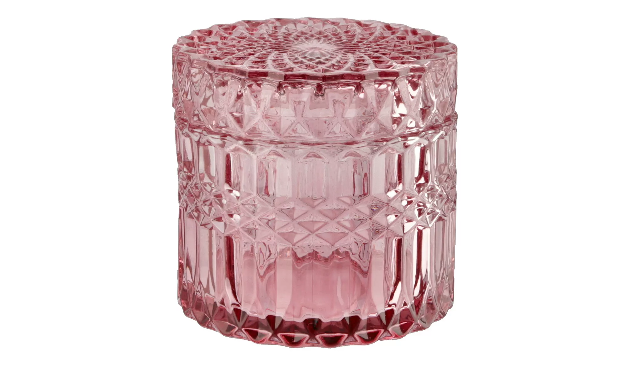Aufbewahrungsdose mit Deckel - rosa/pink - Glas - 8,6 cm - Dekoration > Dek günstig online kaufen