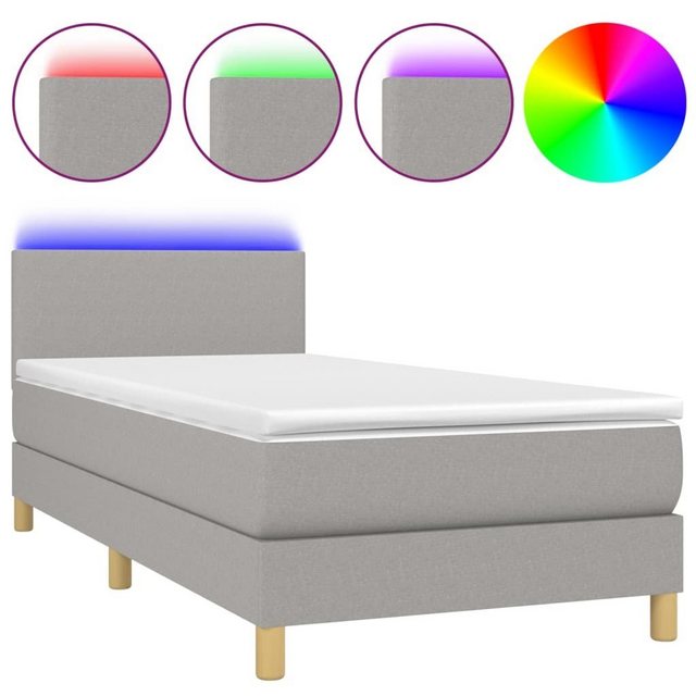 vidaXL Boxspringbett Boxspringbett mit Matratze LED Hellgrau 90x200 cm Stof günstig online kaufen