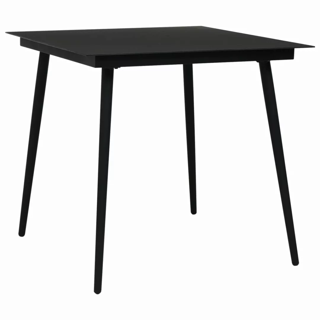 Garten-esstisch Schwarz 80x80x74 Cm Stahl Und Glas günstig online kaufen