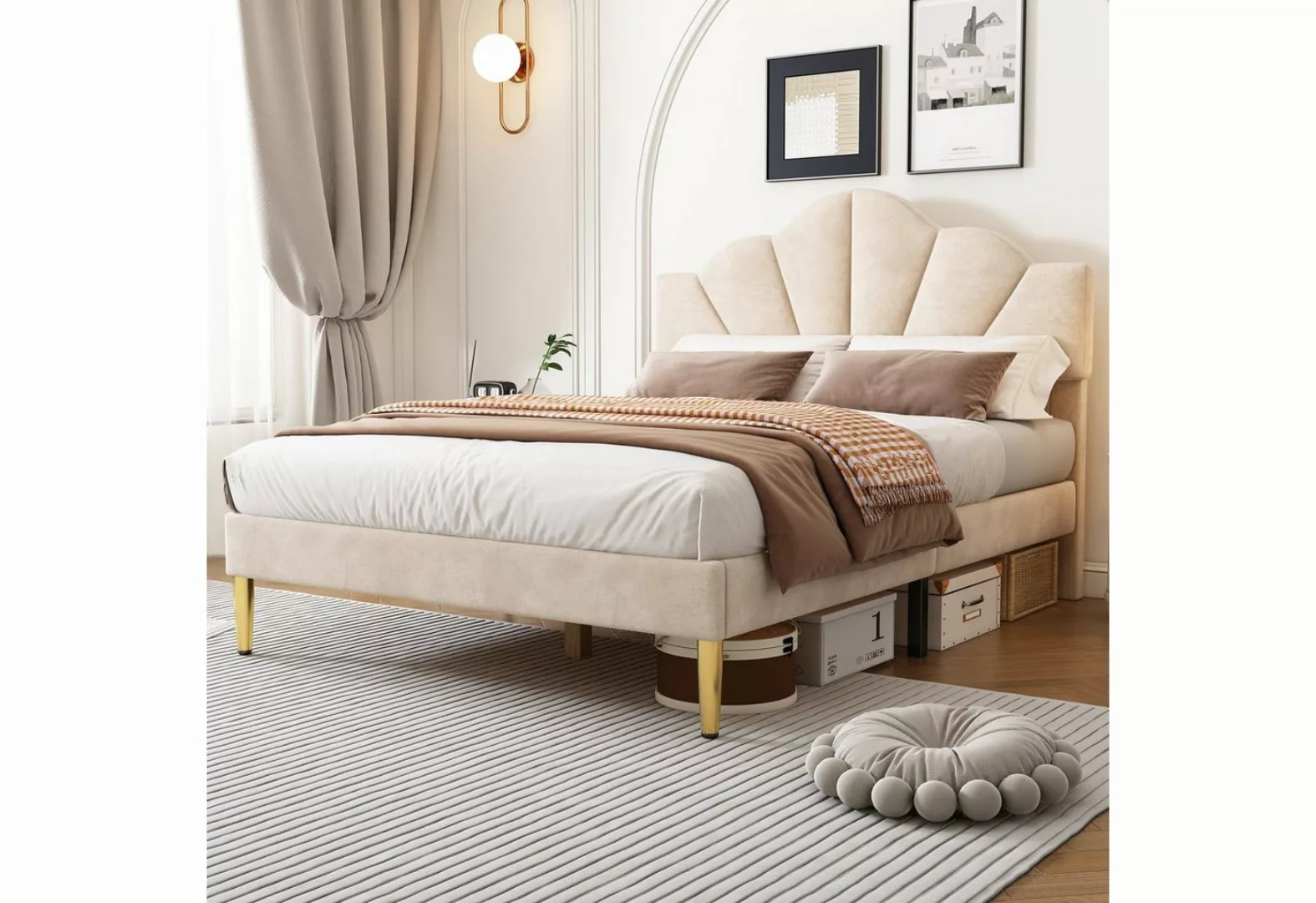 WISHDOR Polsterbett muschelartiges Bett (140 X 200 CM Ohne Matratze), Höhen günstig online kaufen