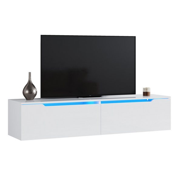 SONNI TV-Schrank Lowboard TV Schrank weiß Hochglanz mit LED-Beleuchtung,hän günstig online kaufen