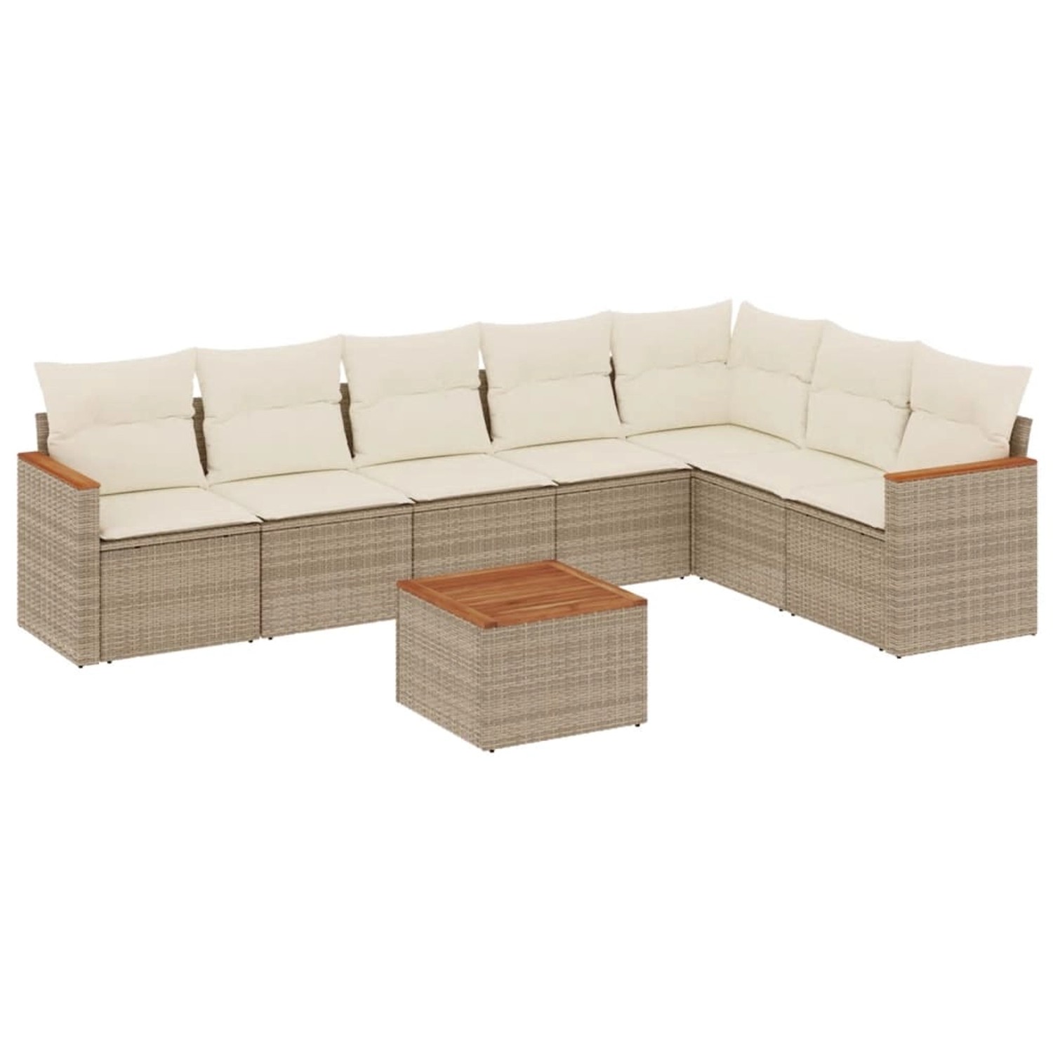 vidaXL 8-Tlg Garten-Sofagarnitur mit Kissen Beige Poly Rattan 3258439 günstig online kaufen