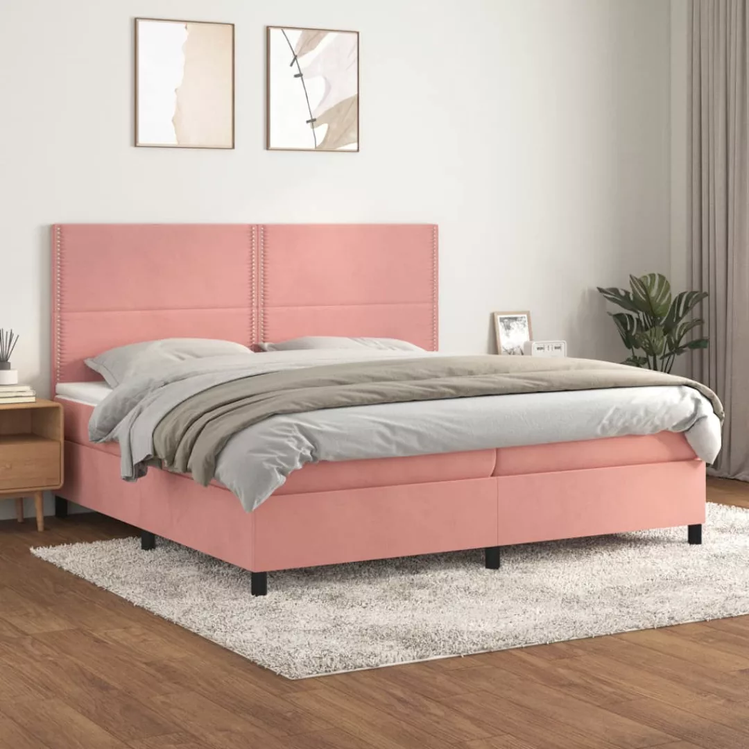 Vidaxl Boxspringbett Mit Matratze Rosa 200x200 Cm Samt günstig online kaufen