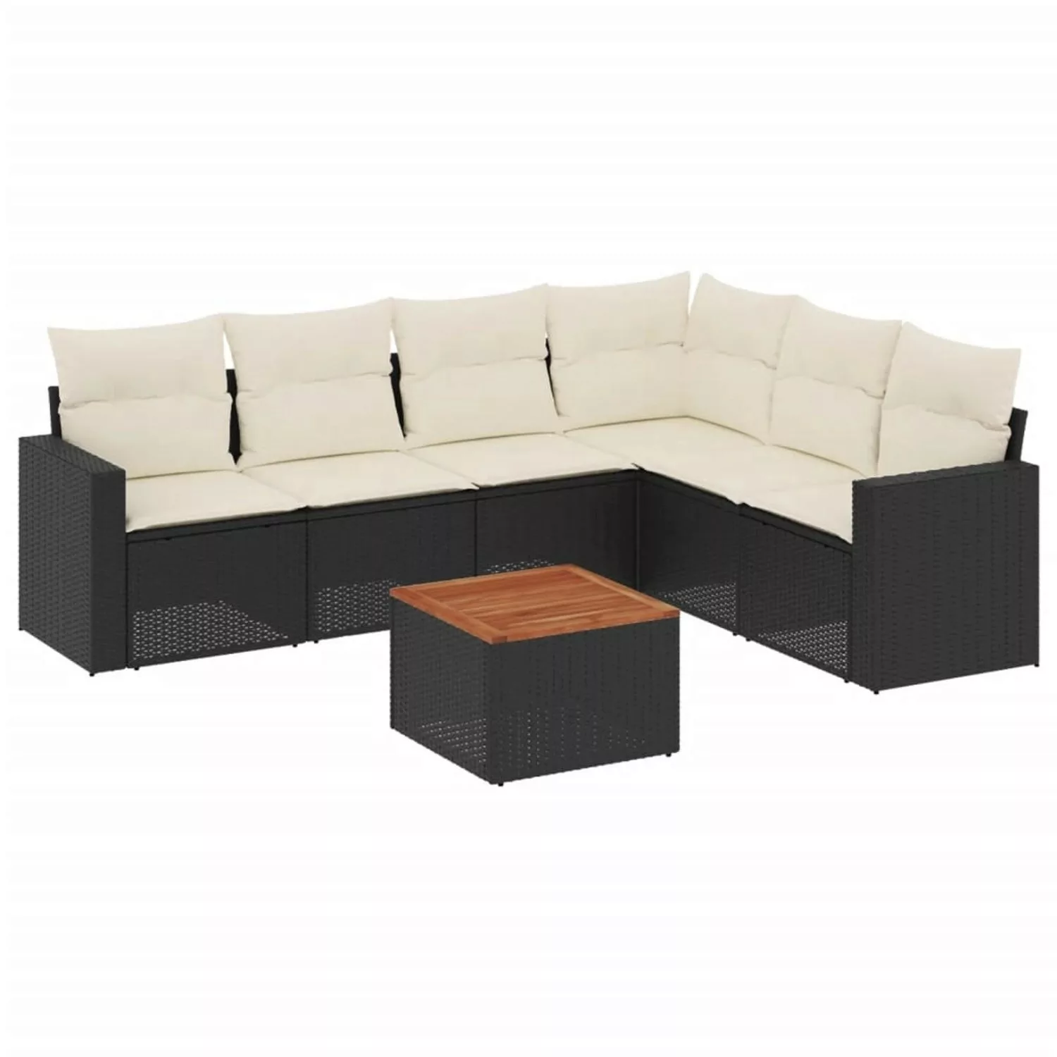 vidaXL 7-tlg Garten-Sofagarnitur mit Kissen Schwarz Poly Rattan Modell 97 günstig online kaufen